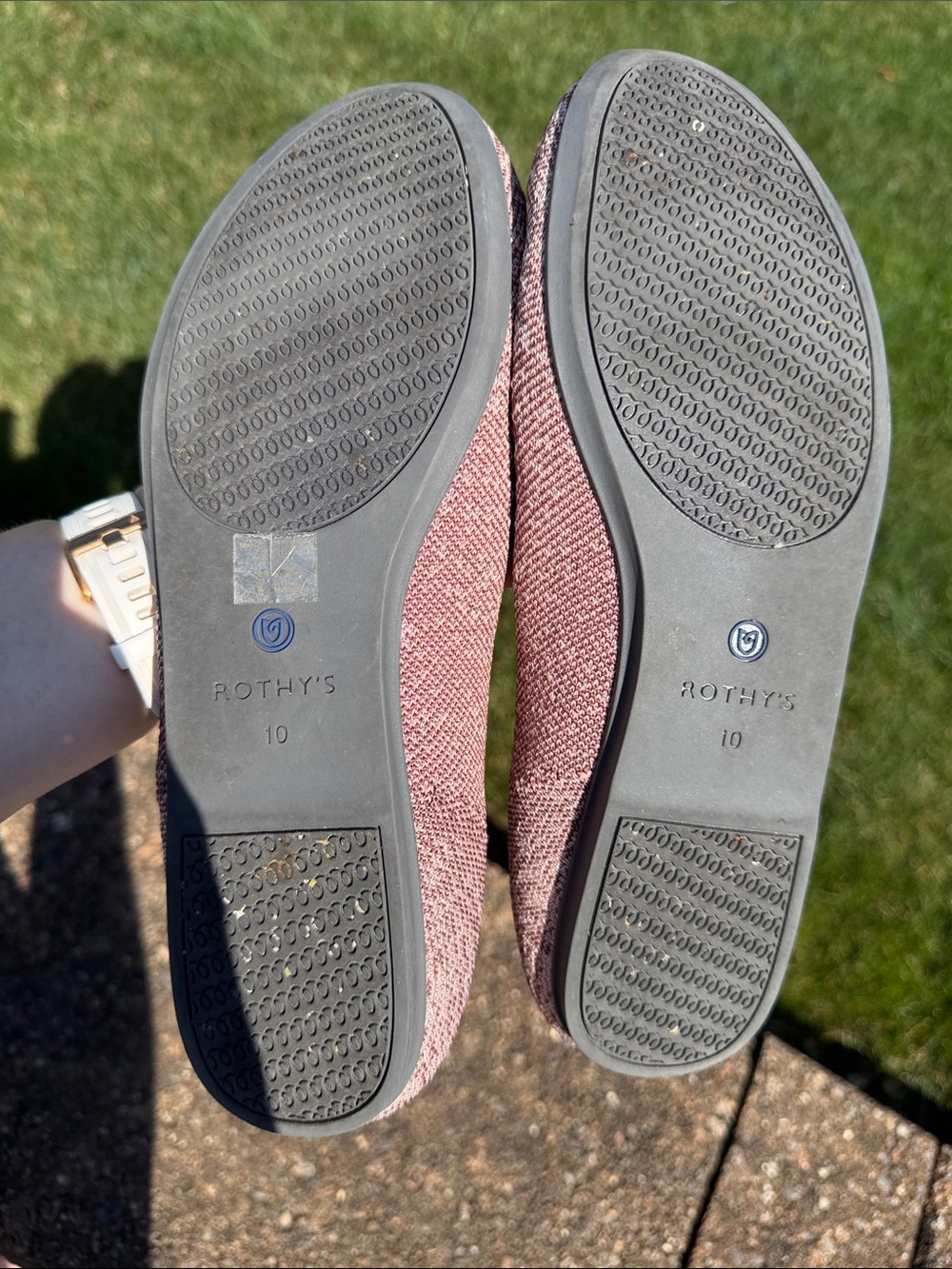 Rothy's Knit Ballet Flats in Dusty Rose with Blue Trim - Picture 5 of 6